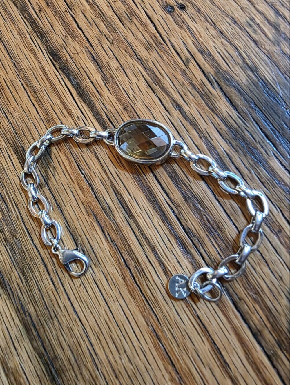 Anne Klein Silver Tone Bracelet With Light Green Faux Stone